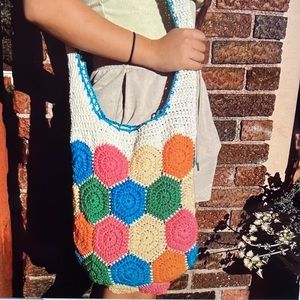 Urban Outfitters Colorblock Crochet Granny Square Crossbody Bag  NEW